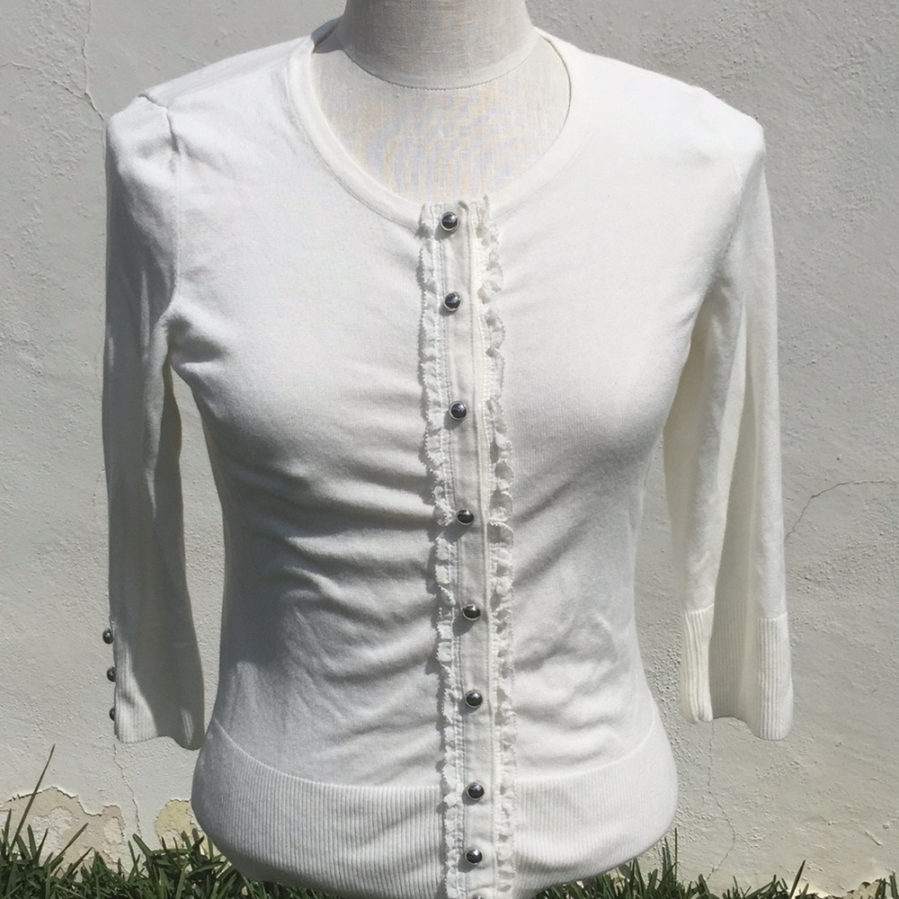 White House Black Market white cardigan size S